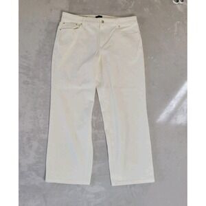 Talbots Stove Pipe Ankle Jeans Sz 14 Ivory Off White NWOT Straight Leg